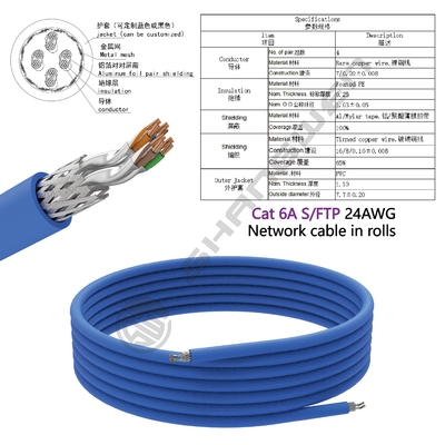 4P SFTP/FTP Antifreeze Flexible Soft Cat6 Cat6A Outdoor Cable Engineering Level UTP Cat6a Network Cat6A Cable 24awg