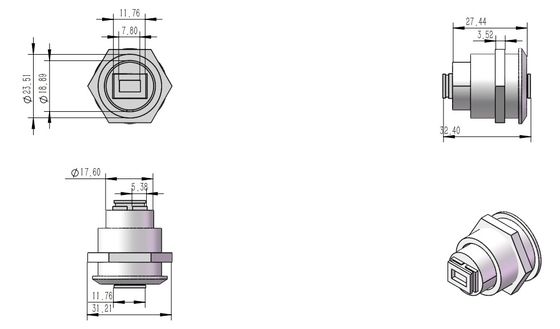 Single Mode Network SC Fiber Optic Panel Mount Coupler Black Female Female Zinc Alloy Embedded Threaded Fixed Mount Adapter