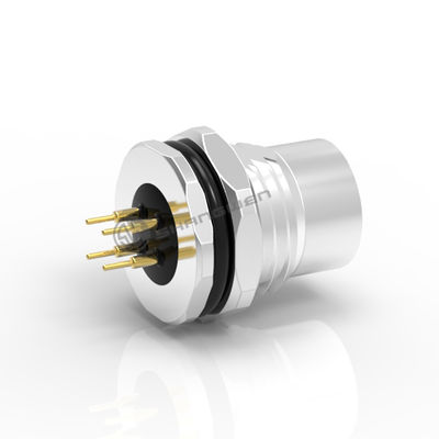 Industrial Grade M8 Female Back Mount Socket Right Angle IP67 with Solder Screw M12*1 for PCB 2P 3P 4P 4P Contacts Brass Copper