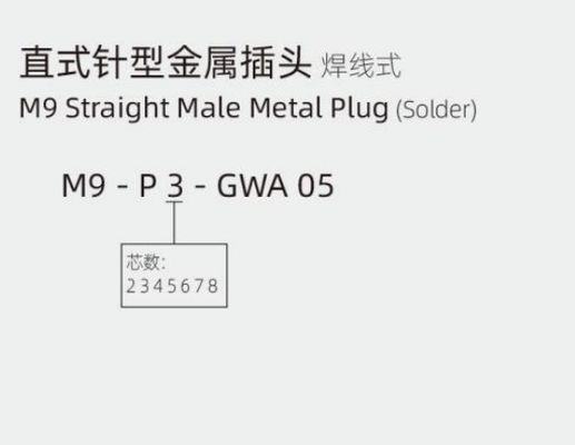 M9 Straight Male Metal Plug(Solder) IP67 2\3\4\5\6\7\8 Pin Industrial Connector