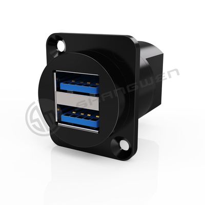 Double Port Panel Mount Connector Waterdicht 9 Pin Shielded USB Connector