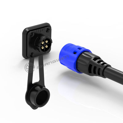 Soldeer 4pin M19 Connector Overgevormde Blauwe Nylon PA66 Aluminium legering Shell