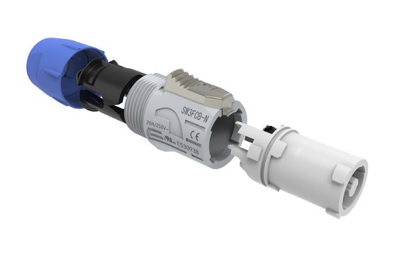 Waterdichte ronde connector 3-pins ronde voedingsconnector Elektrische Powercon mannelijk PA6-materiaal