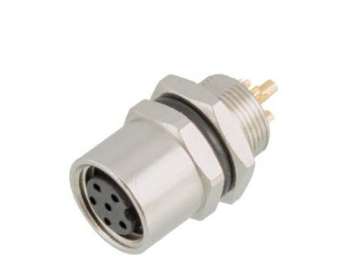 IP67 waterdicht industrieel M8 vrouwelijk stopcontact met voorste bevestiging en 3/4-pin schroefterminal