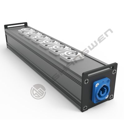 6-poort PowerCON Audio Distribution Output Box Schroefinrichting Aluminiumconstructie