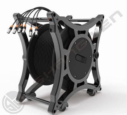 4x16A Multi-Channel Industrial Electrical Signal Sockets met 6 kanalen en CAT6 SF/UTP Network Cord Retractable Cable Reel