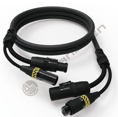 TRUE1 2-in-1 XLR Vrouwelijke en Mannelijke Powercon Hybride Kabel 5-Pin DMX Combi Zwart XLR-5P COMBI CABLE