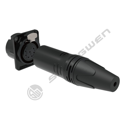 IP40 Indoor Audio Kabel Plug 7-pins XLR Vrouwelijke Socket Connector met 3.5mm Gouden Geleider Shell Plating en Hoge Duurzaamheid