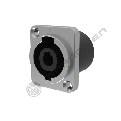 Mannelijke 4-pins connector voor audio-video-elektronica IP40 waterdicht extreem robuuste luidsprekerplug zilver metaal messing legering