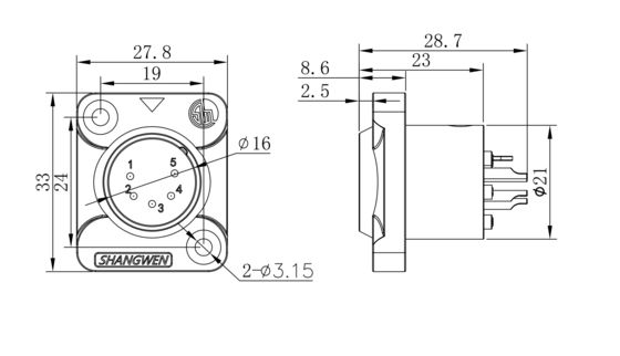 China Manufacturer Outdoor Waterproof 5 Pins Connector XLR Audio Male Socket 5 Pin Connector XLR Male Socket